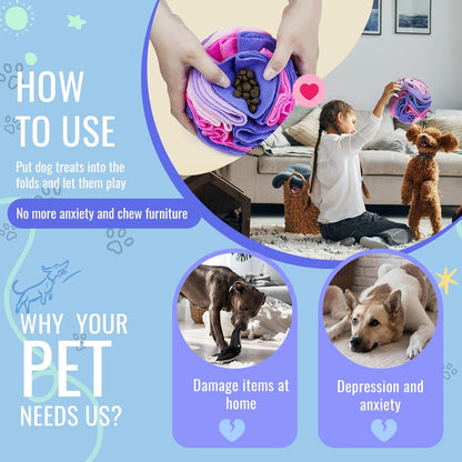 Pet Snuffle Ball, Puzzle Sniffing Interactive Dog Ball for Blind Dogs Training Stress Relief Dog