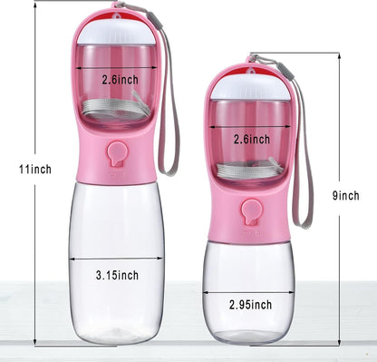 Dog Water Bottle with Food Container, Travel Puppy Water Bowl, Portable Pet Dispenser, Girl Dog