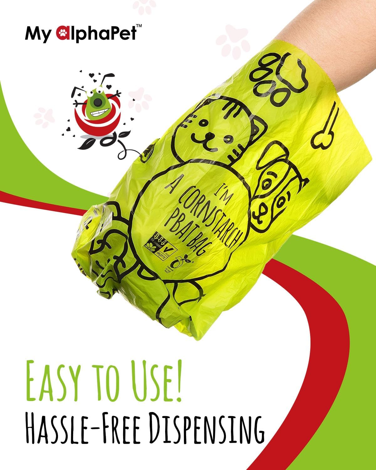 Compostable Dog Poop Bags, Cornstarch Eco-Friendly, HOME COMPOST NF T 51-800, 120 Count, Large Size