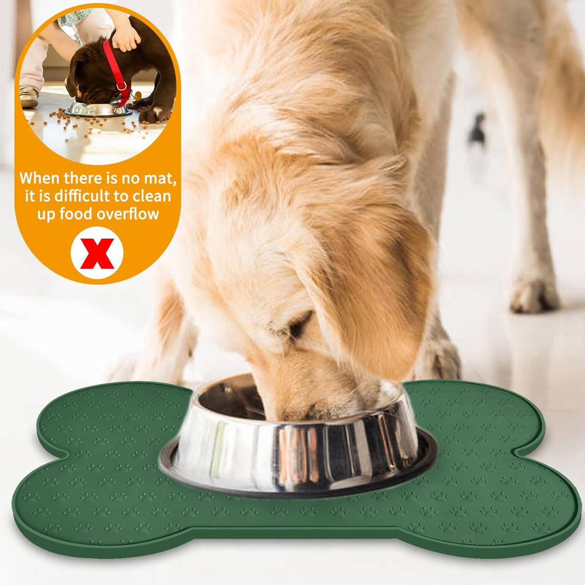 Dog Food Mat Anti-Slip Silicone Dog Bowl Mat Thicker Pet Placemat Waterproof Cat Feeder Pad with