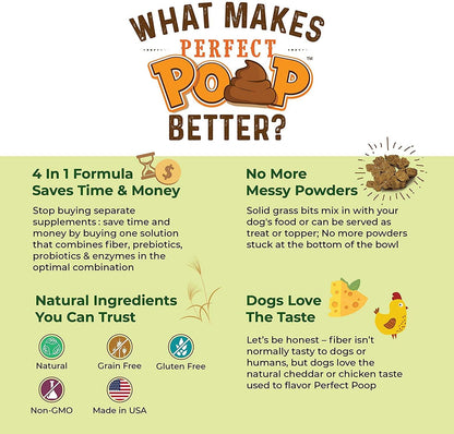 Perfect Poop Digestion & Health Supplement for Dogs: Fiber, Prebiotics, Probiotics, Enzymes