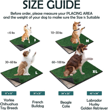 MEEXPAWS Dog Grass Pee Pads for Dogs with Tray | Large 34×23 in | 2× Dog Artificial Grass Pads