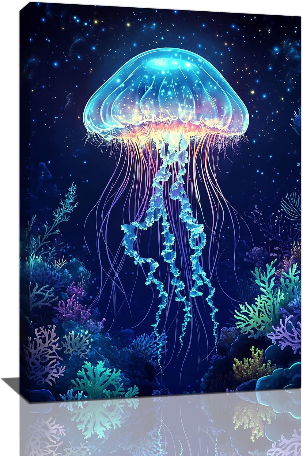 Ocean Jellyfish Wall Art Canvas Coral Fish Wall Decor Prints Framed Painting Underwater Pictures
