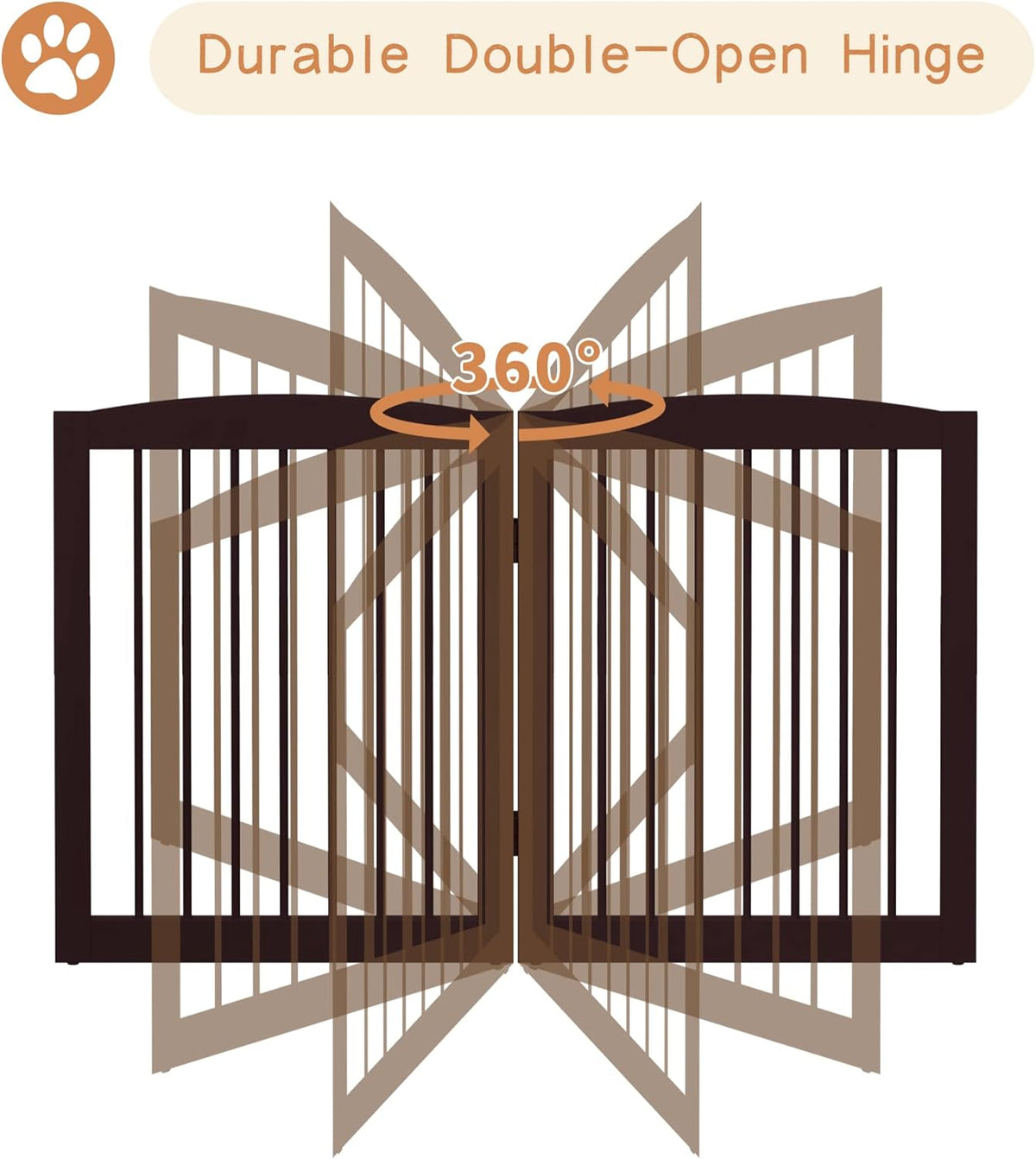 Freestanding Pet Gate for Dogs, Foldable Wooden Dog Gate for House, Indoor Pet Barrier for Stairs