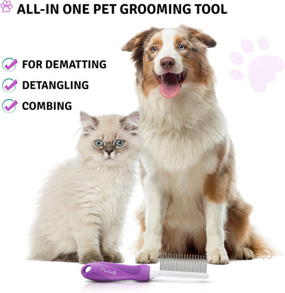 Poodle Pet Detangling Pet Comb with Long & Short Stainless Steel Teeth for Removing Matted Fur