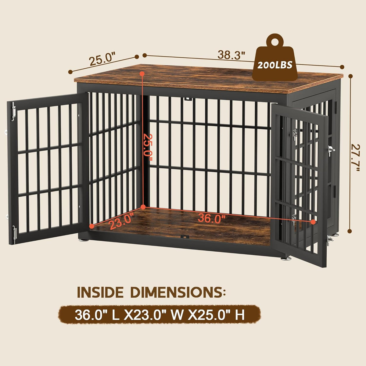 38 Inch Heavy Duty Dog Crate Furniture for Large and Medium Dogs, Decorative Pet House End Table