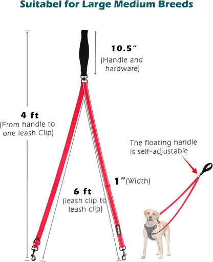 PetBonus Two Point Control Dog Leash, Works with No Pull Harnesses, No Tangle Dog Training Leashes