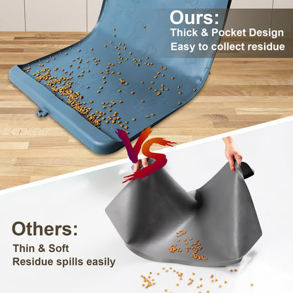 Dog Food Mat - Silicone Dog Mat for Food and Water - 36" x 24" Large Pet Feeding Mats with Residue