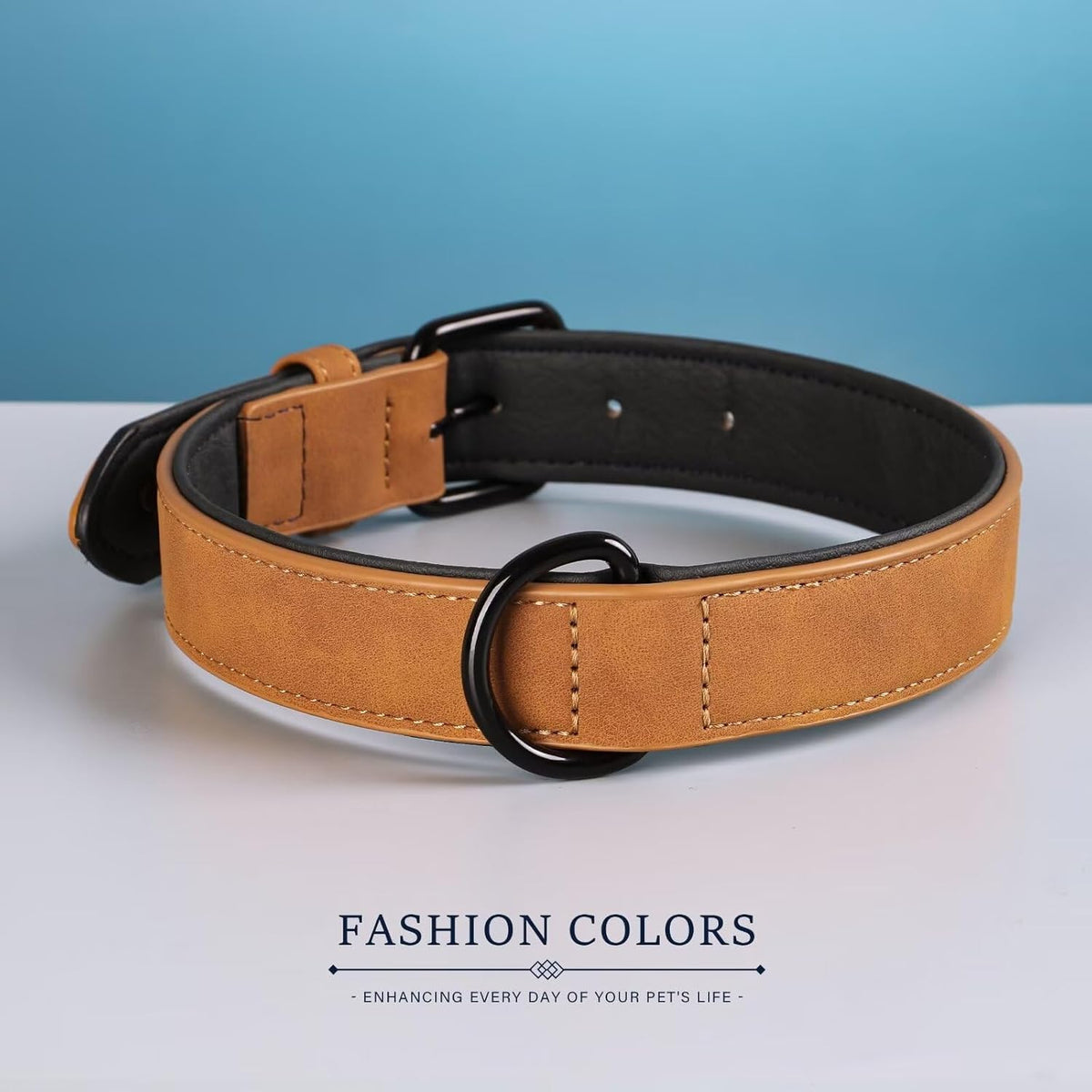 Didog Soft Padded PU Leather Dog Collar, Breathable and Adjustable Dog Collar for Large Dogs