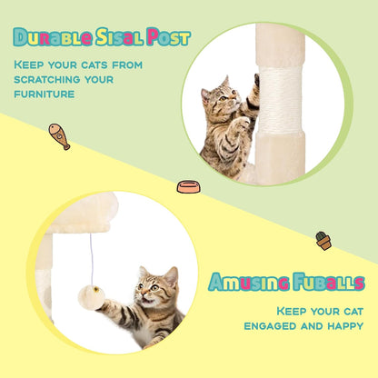 SHA CERLIN 73in Fan-Shaped Corner Cat Tower for Save Space/Multi-Level Tall Cat Tree for Indoor