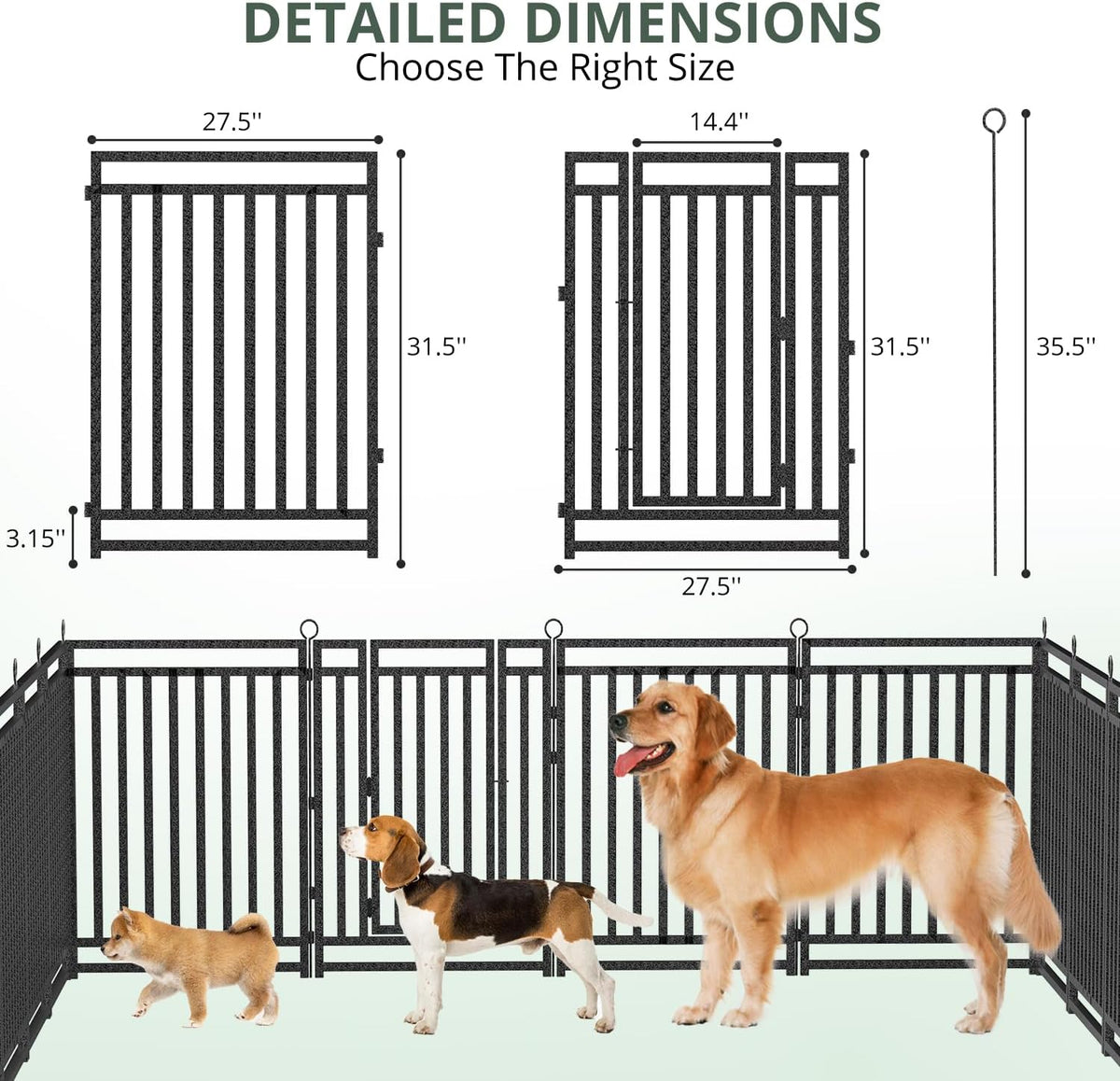 Dog Fence Outdoor Indoor, 32" Inch Height 24 Panels Dog Playpen for Large/Medium/Small Dogs Metal