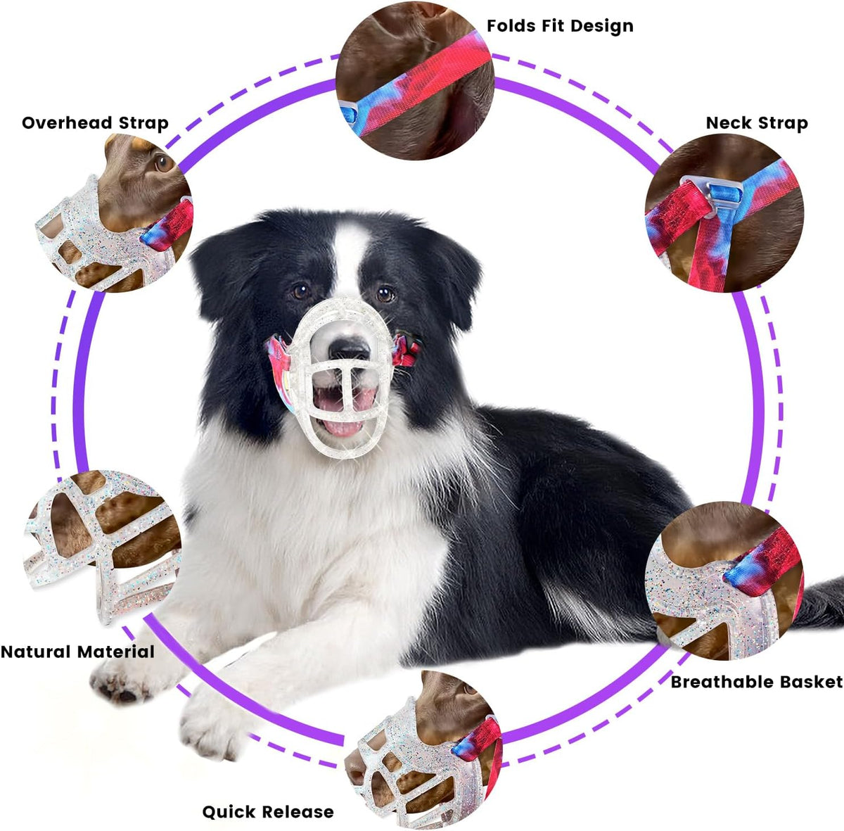 Basket Muzzle - Anti Biting Chewing, Sturdy Lightweight Allows Panting Drinking, Suitable for