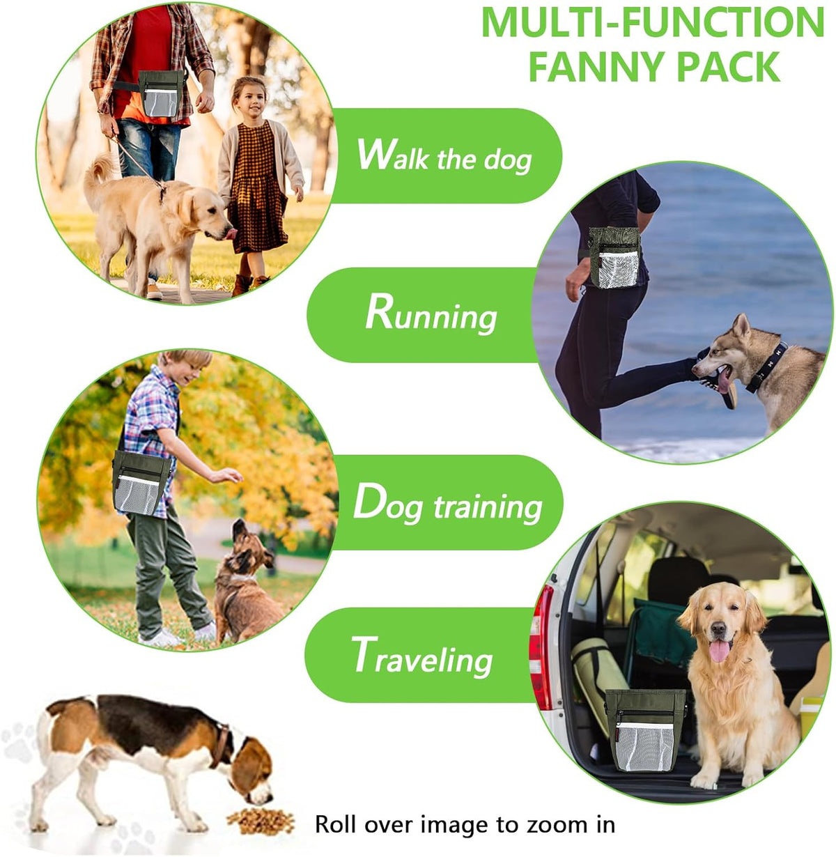 Dog Treat Pouches for Pet Training with Magnetic Closure Treat Pouches for Pet Training,Large Dog