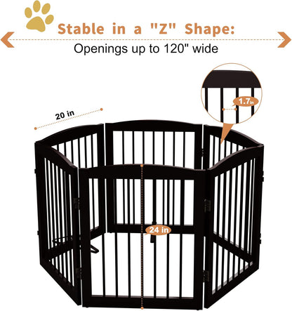 Freestanding Pet Gate for Dogs, Foldable Wooden Dog Gate for House, Extra Wide Indoor Pet Barrier