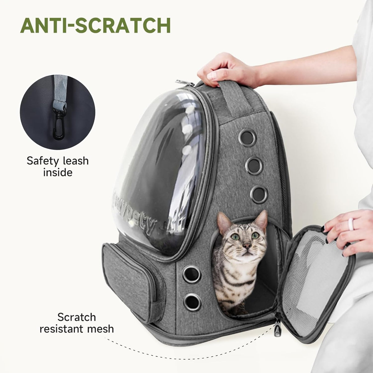 Cat Backpack Carrier, Breathable Cat Carrier Large Space Bubble Pet Backpack for Kitty Small Dog up