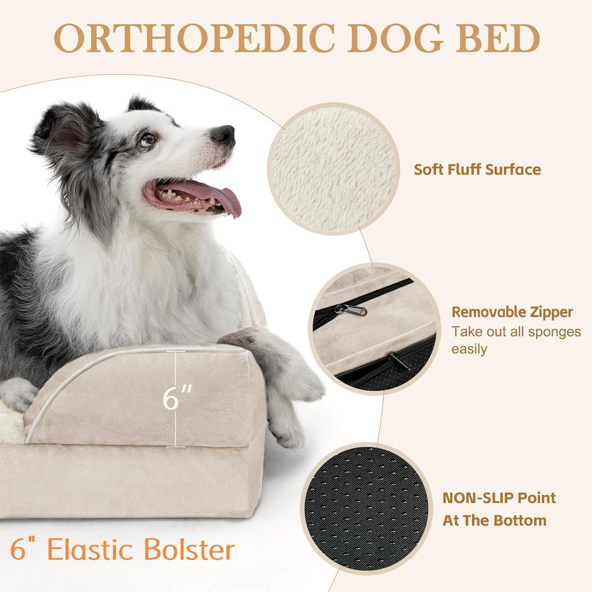 Comfort Expression XXL Dog Bed Waterproof, Extra Large Dog Beds Orthopedic Foam, Washable Dogs Sofa