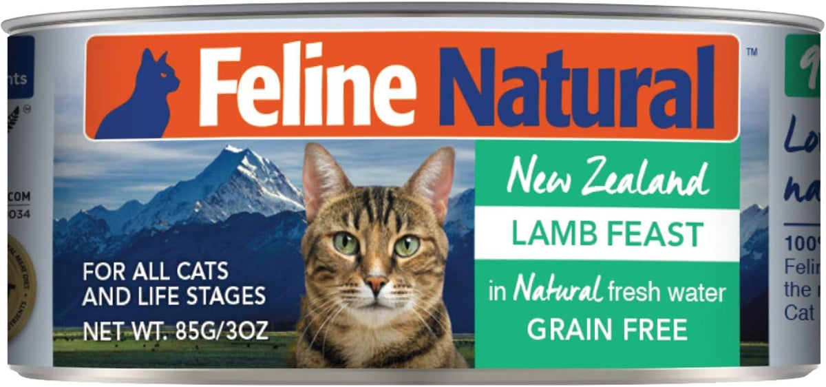 Feline Natural New Zealand Canned Catfood Wet Food, High-Meat, Low-Carb, & Grain Free Cat Food Wet