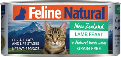 Feline Natural New Zealand Canned Catfood Wet Food, High-Meat, Low-Carb, & Grain Free Cat Food Wet