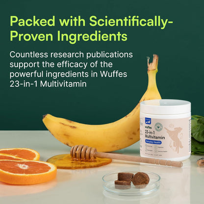 Wuffes 23-in-1 Dog Multivitamin Supplement for Hip & Joint, Skin & Coat and Immune System Support