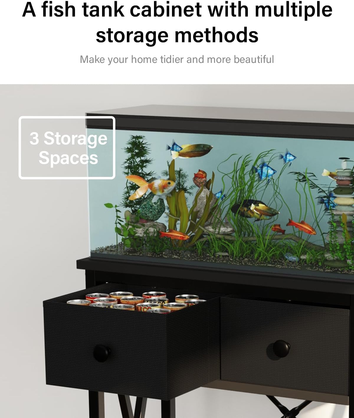 Fish Tank Stand for 5-10 Gallon Fish Tank: Aquarium Stand with Power Outlet - Metal 10 Gallon Tank