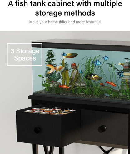 Fish Tank Stand for 5-10 Gallon Fish Tank: Aquarium Stand with Power Outlet - Metal 10 Gallon Tank