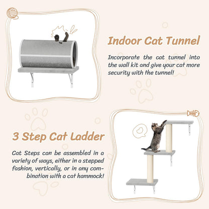 NUNU LAB Cat Wall Shelves Set, 7 Pcs Wall-Mounted Cat Climber with Cat House, Tunnel, Bridge