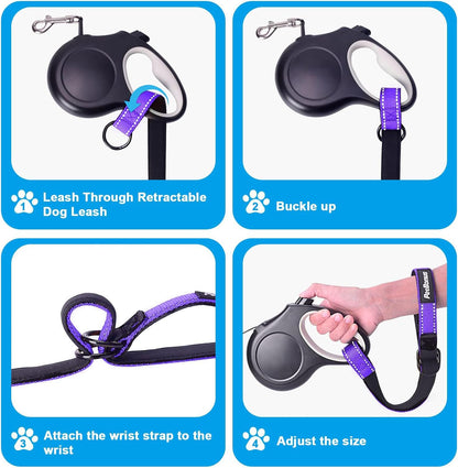 PetBonus Short Dog Leash, Safety Wrist Strap for Retractable Dog Leash, Reflective Design and