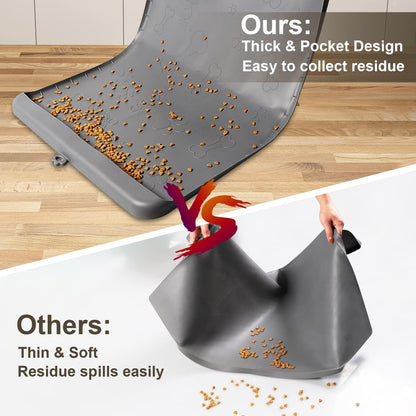 Dog Food Mat - Silicone Dog Mat for Food and Water - 28" x 20" Pet Feeding Mats with Residue