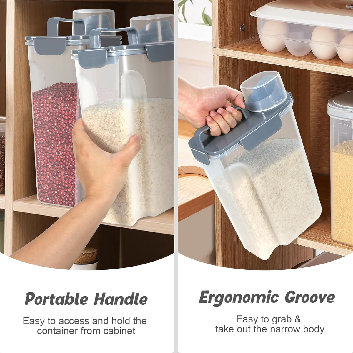 Rice Storage Container 10 Lbs, Airtight Food Dispenser with Large Spout and Cup for Pet Dog Cat