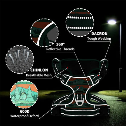 Timos No Pull Dog Harness,No Choke Front Clip Dog Reflective Harness,Adjustable Soft Padded Pet