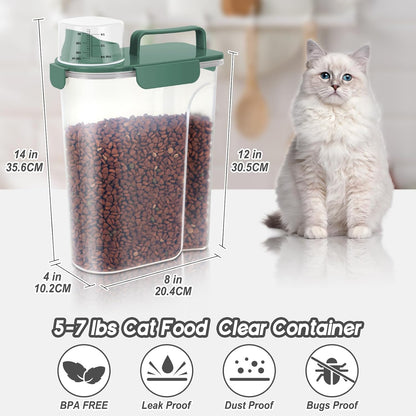 5lbs Cat Dog Storage Container Portable with Upgraded Large Spout and Cup, Plastic Pet Food