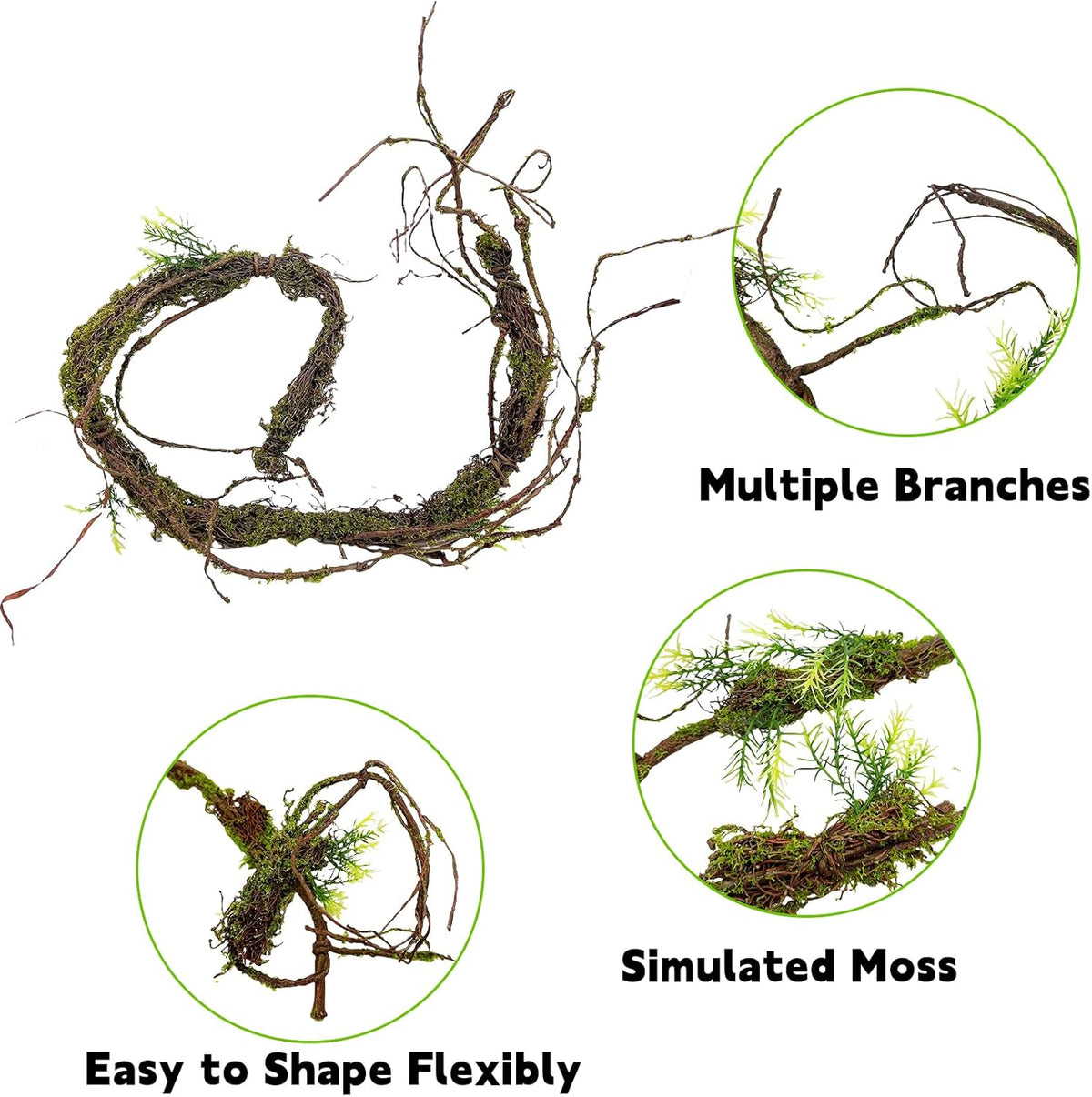 BNOSDM Reptile Vines,Bendable Jungle Climbing Vine,Terrarium Plants Artificial Decor,Tank