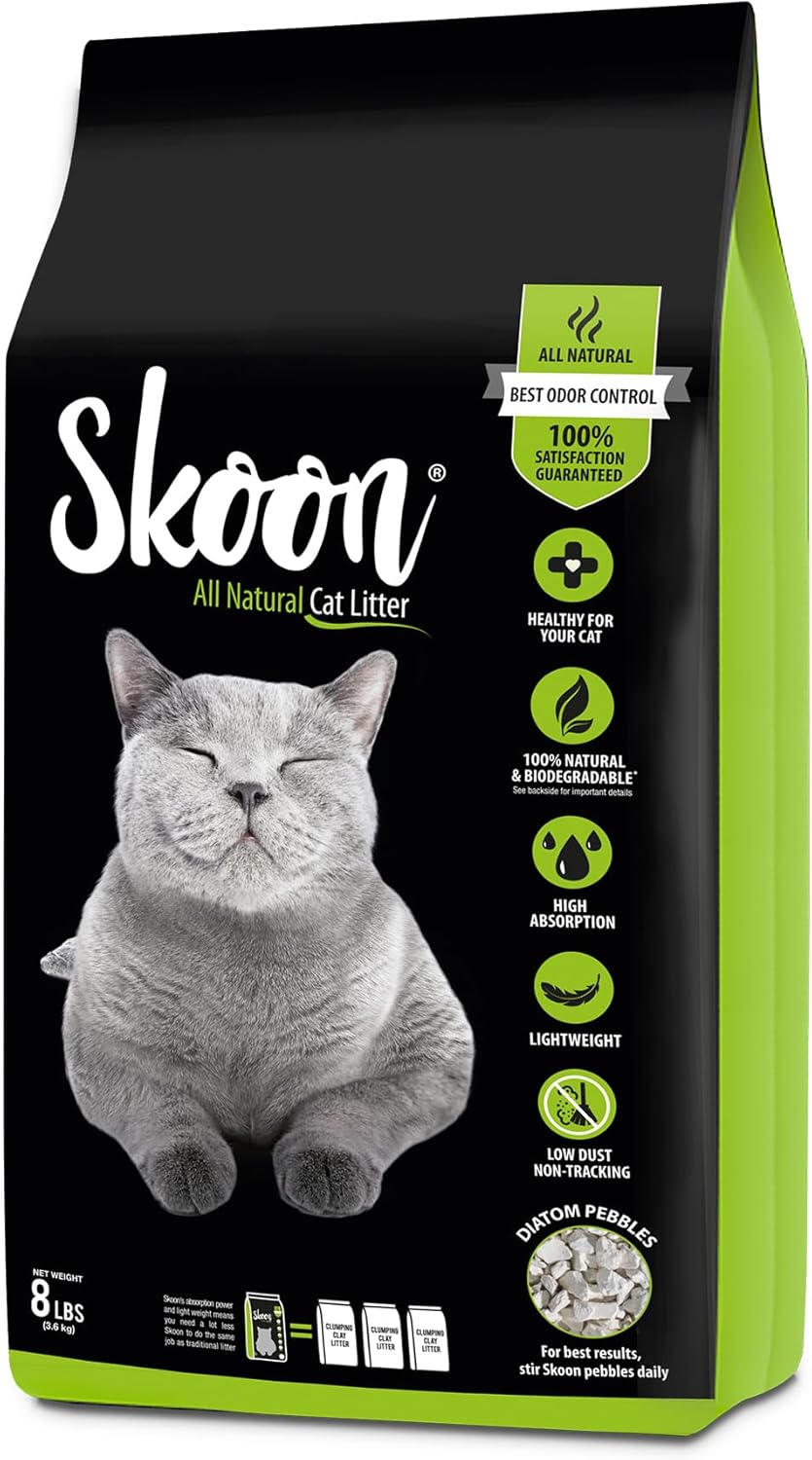 Skoon All Natural Cat Litter (1 Bag) - Original - Lightweight, Low Tracking, Non-Clumping Diatom