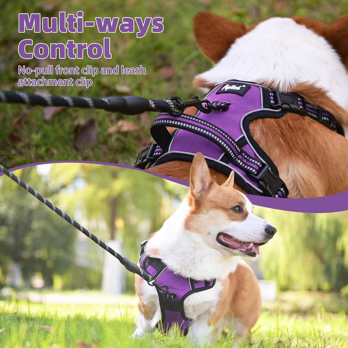 PUPTECK No Pull Dog Harness for Large, Adjustable Reflective Dog Harness with Handle Easy Control