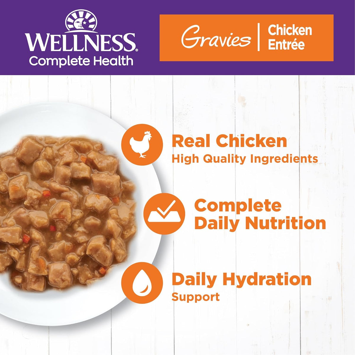 Wellness Complete Health Gravy Adult Wet Cat Food, Natural, Protein-Rich, Grain Free, 5.5 Ounce