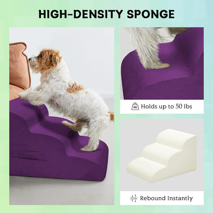 Dog Steps for Small Dogs, 4-Step Dog Ramp and Stairs for High Beds and Sofa, Non-Slip Pet Stairs