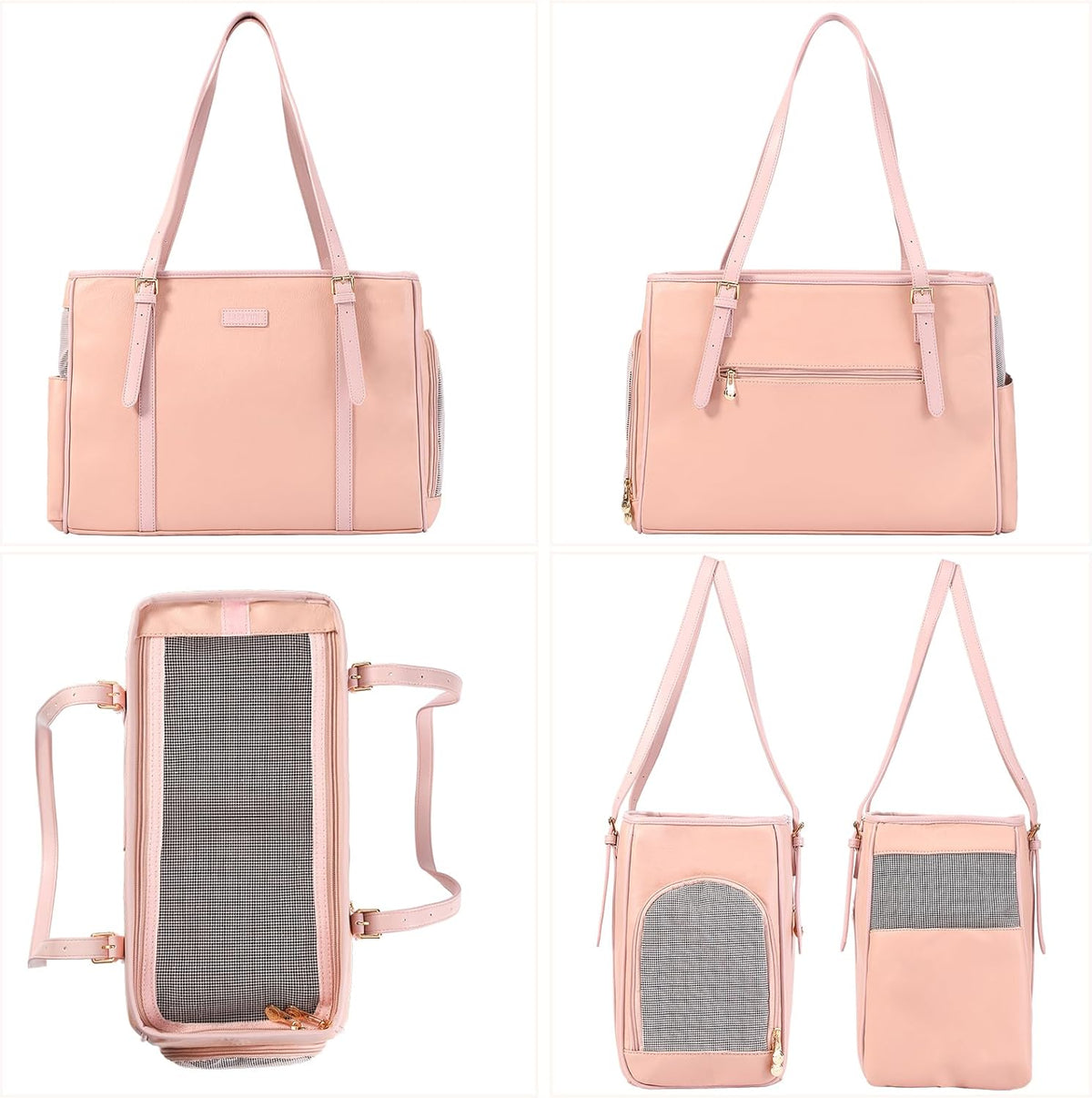 Fashion Dog Purse Pet Carrier Leather Bag for Small Dogs Cats Puppy, Portable Tote Bag Airline