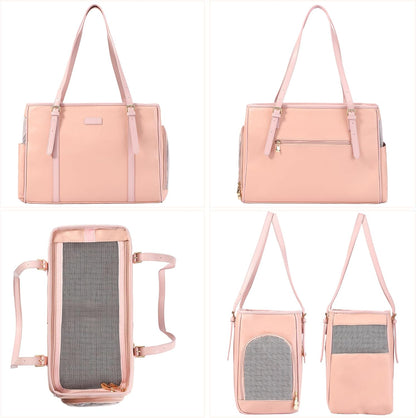 Fashion Dog Purse Pet Carrier Leather Bag for Small Dogs Cats Puppy, Portable Tote Bag Airline
