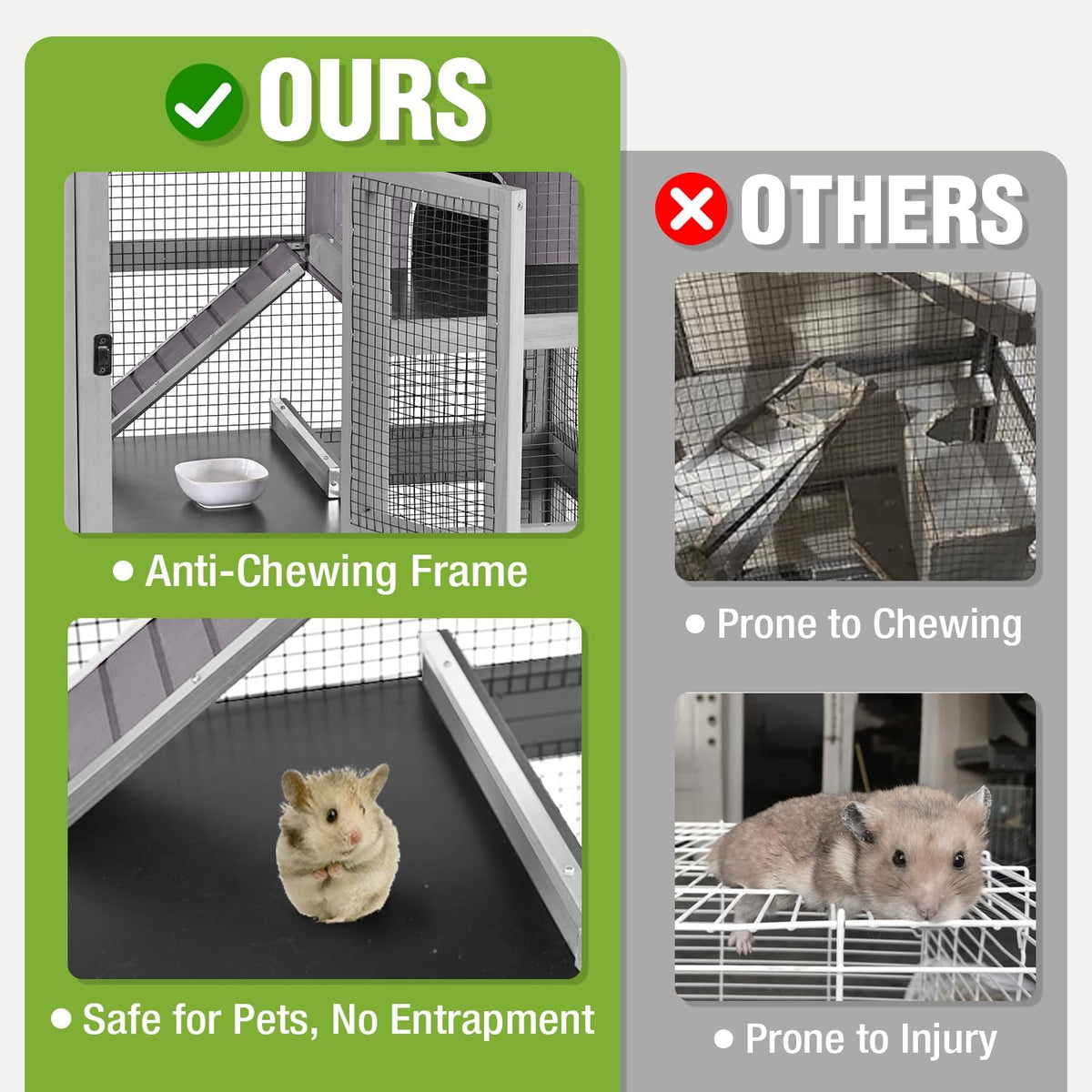 Large Ferret Cage, Chinchilla Cage with 5 Levels, Wooden Guinea Pig Cages with Wheels, Small Animal