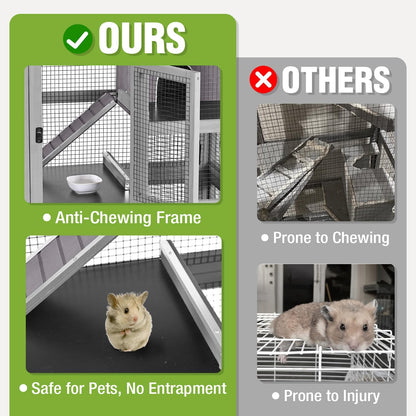 Large Ferret Cage, Chinchilla Cage with 5 Levels, Wooden Guinea Pig Cages with Wheels, Small Animal