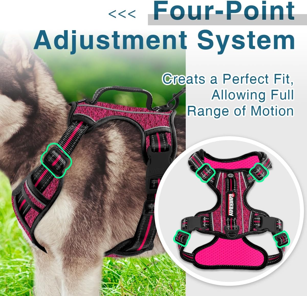 BARKBAY Dog Harness No Pull with ID Tag Pocket - Heavy Duty, Reflective, Easy Control for Large