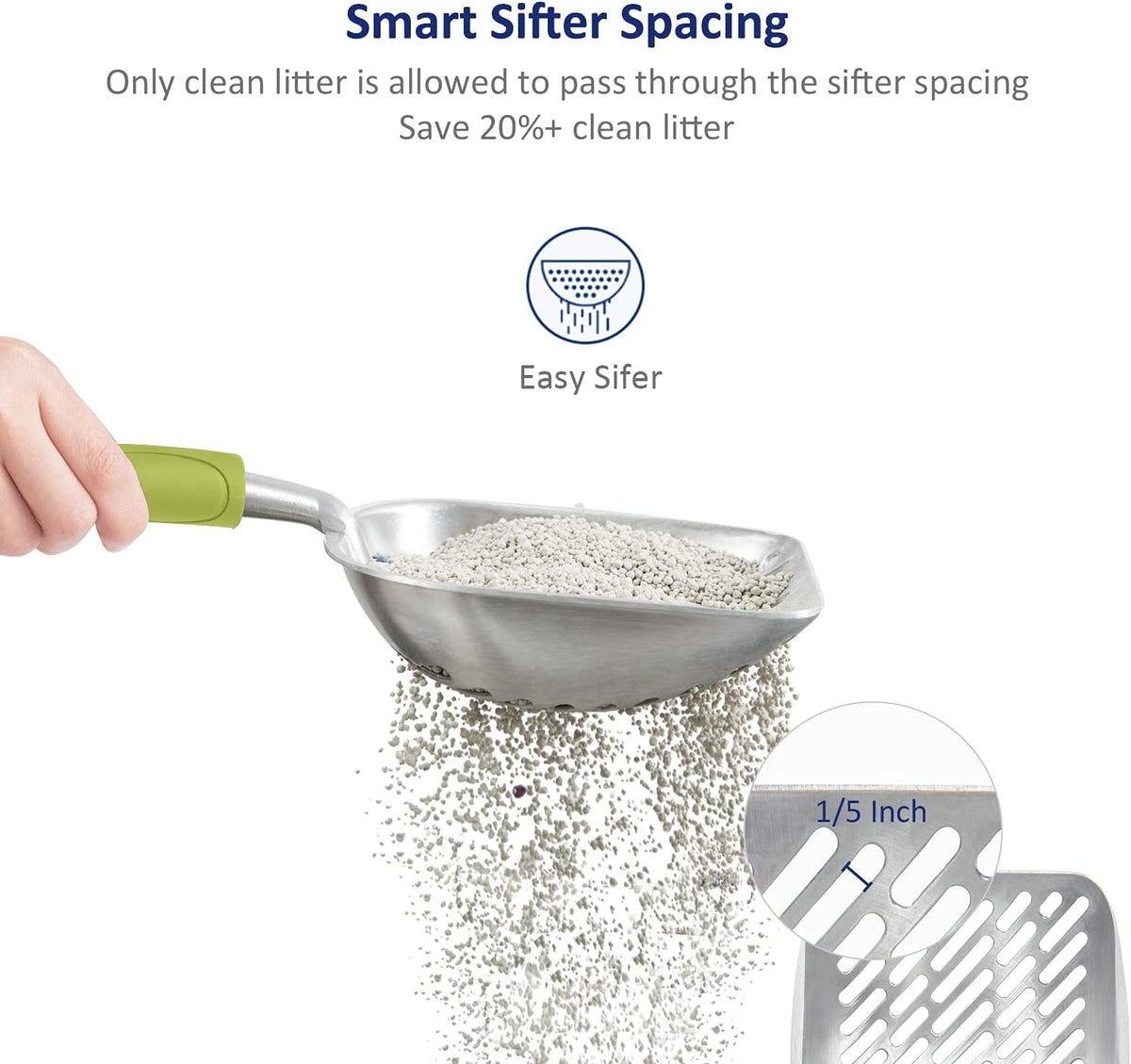 WePet Cat Litter Scoop, Aluminum Alloy Sifter, Kitty Metal Scooper, Deep Shovel with Diagonal