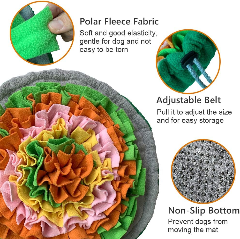 Snuffle Mat for Dogs, Interactive Foraging Puzzle Blanket, Nosework Feeding Bowl Sniffing Pad for