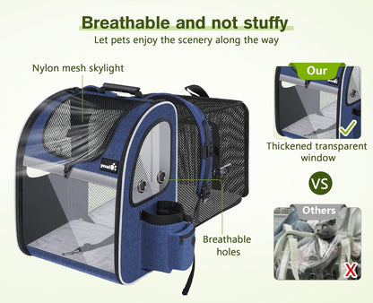 Pecute Pet Carrier Backpack, Cat Backpack Carrier, Expandable with Breathable Mesh for Small Dogs