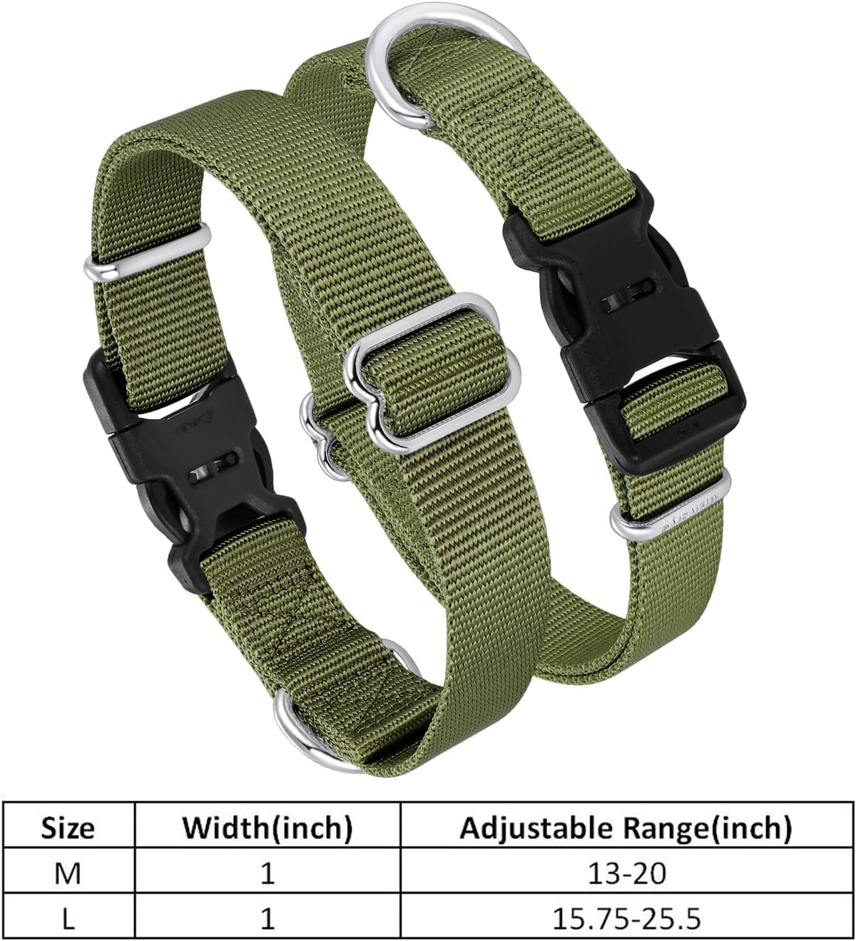 Mikivery Nylon Dog Collar with Quick Release Buckle Soft Adjustable Sturdy for Small Medium Large