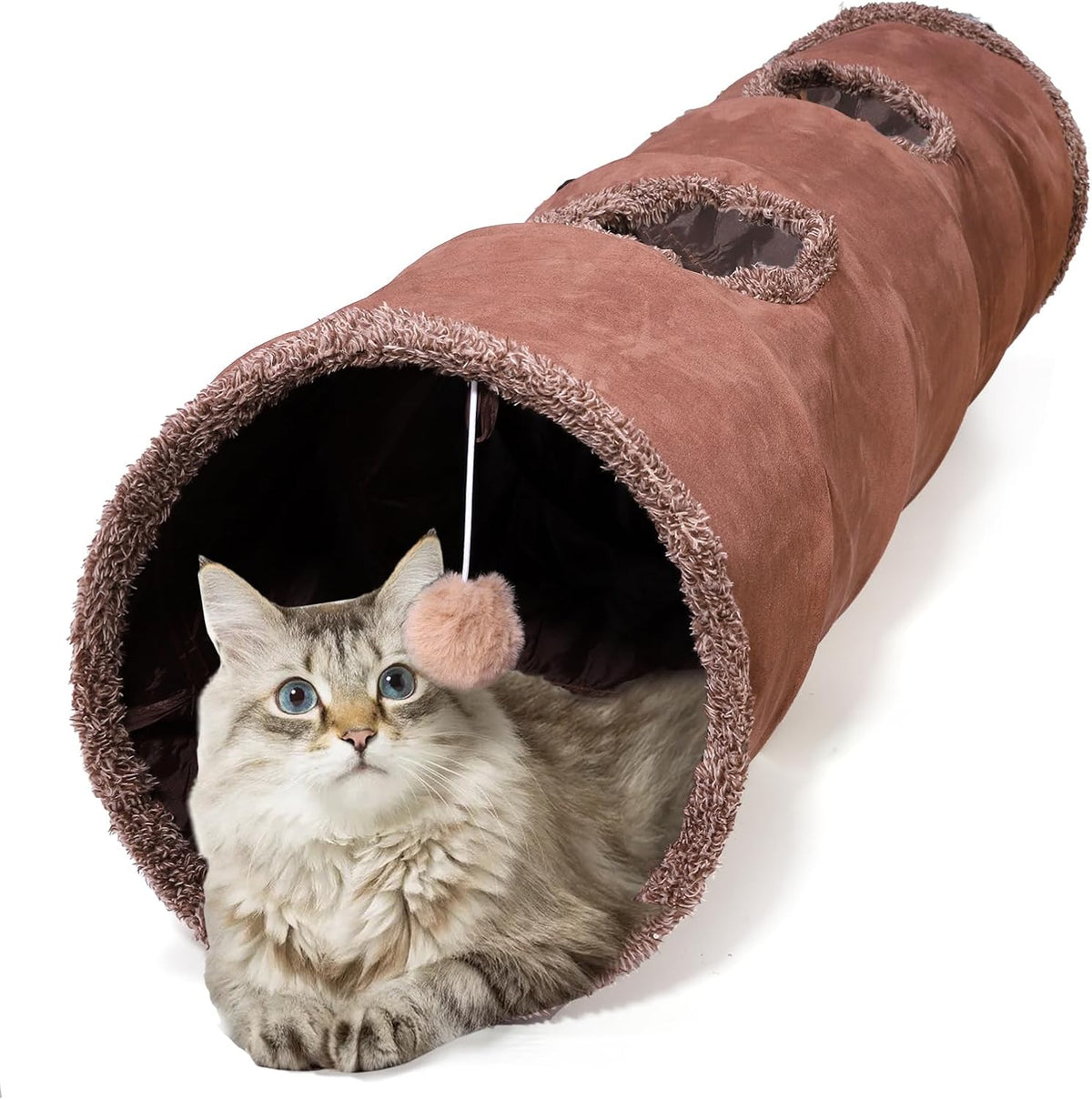 ZENFUN 51"x 12" Collasiple Cat Play Tunnel, Cats Tubes and Tunnels, Cat Foldable Hide and Seek