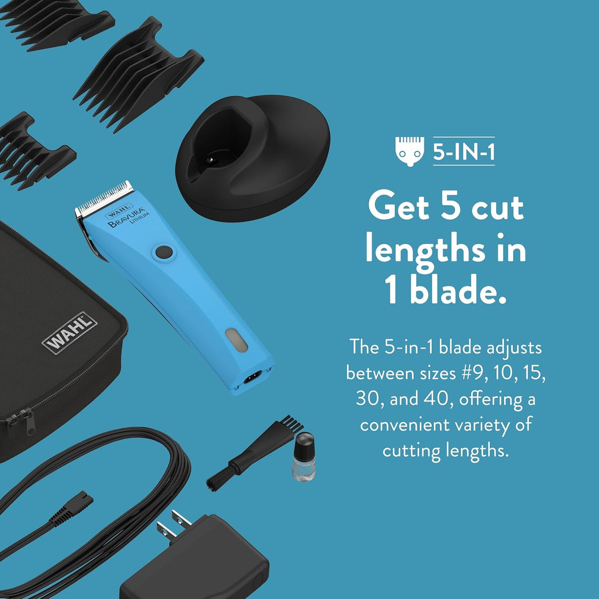WAHL Professional Animal Bravura Lithium Ion Clipper - Pet, Dog, Cat, and Horse Corded/Cordless