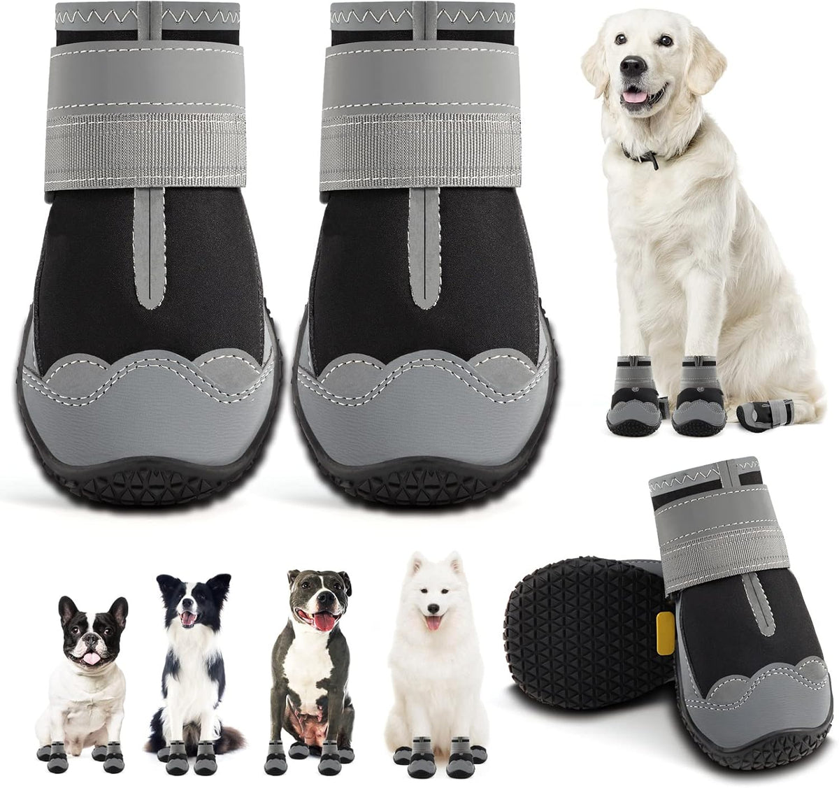 Dog Shoes for Large Dogs, Medium Dog Boots & Paw Protectors for Hardwood Floors, Outdoor Dog