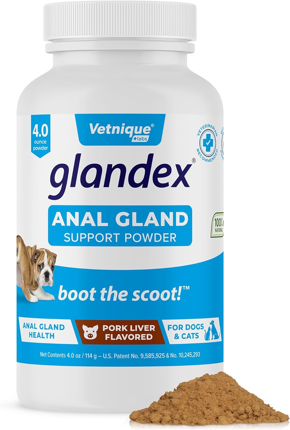 Vetnique Labs Glandex Dog Fiber Supplement Powder for Anal Glands with Pumpkin, Digestive Enzymes &