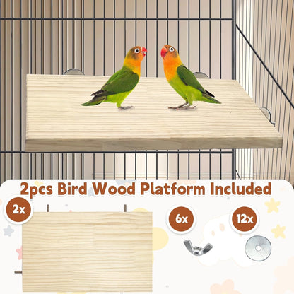 kathson 11.8 x 7.8 Inches Large Bird Perch, 2 PCS Natural Wooden Parrot Stand Platform, Parakeet